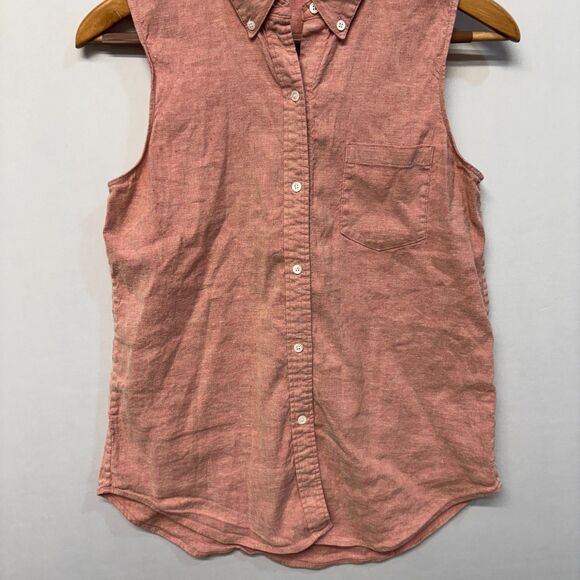 Theory Women Linen Blend Sleeveless Blouse Top Button Shirt Size Medium D050 -6 - Picture 11 of 16
